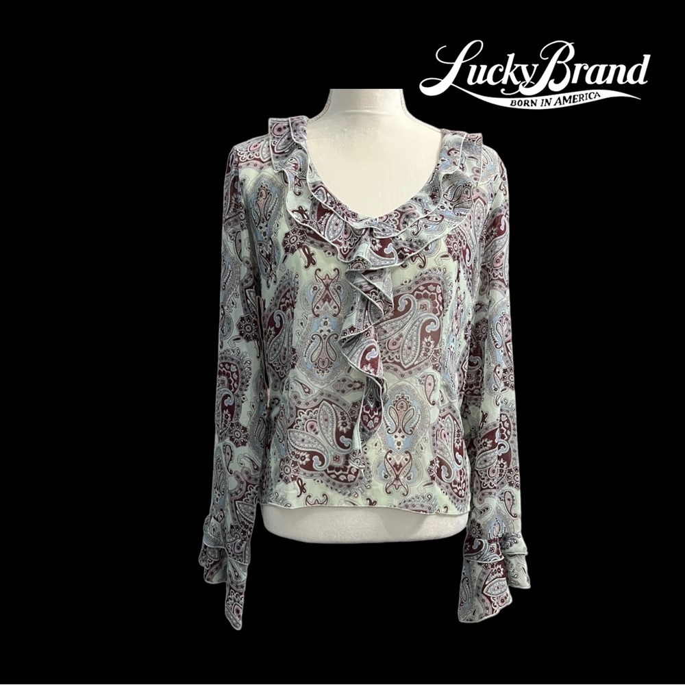Lucky Brand (EUC) Women’s Long Sleeve Top Size Large - Picture 1 of 8